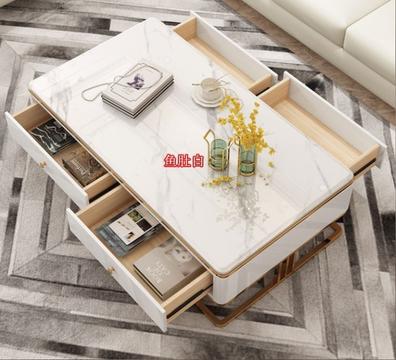 Modern Shiny Sintered Stone Top 3 stands TV Unit, Coffee Table and Side Cabinet