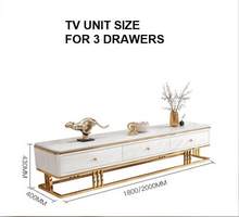 Modern Shiny Sintered Stone Top 3 stands TV Unit, Coffee Table and Side Cabinet