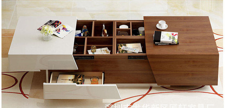 High Gloss & Wooden Grain Extendable TV Unit or Multi Space Coffee Table 709#