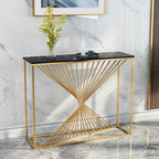 X Style Frame Console/ Hallway Table with Marble/ Sintered ston 140cm Length Black
