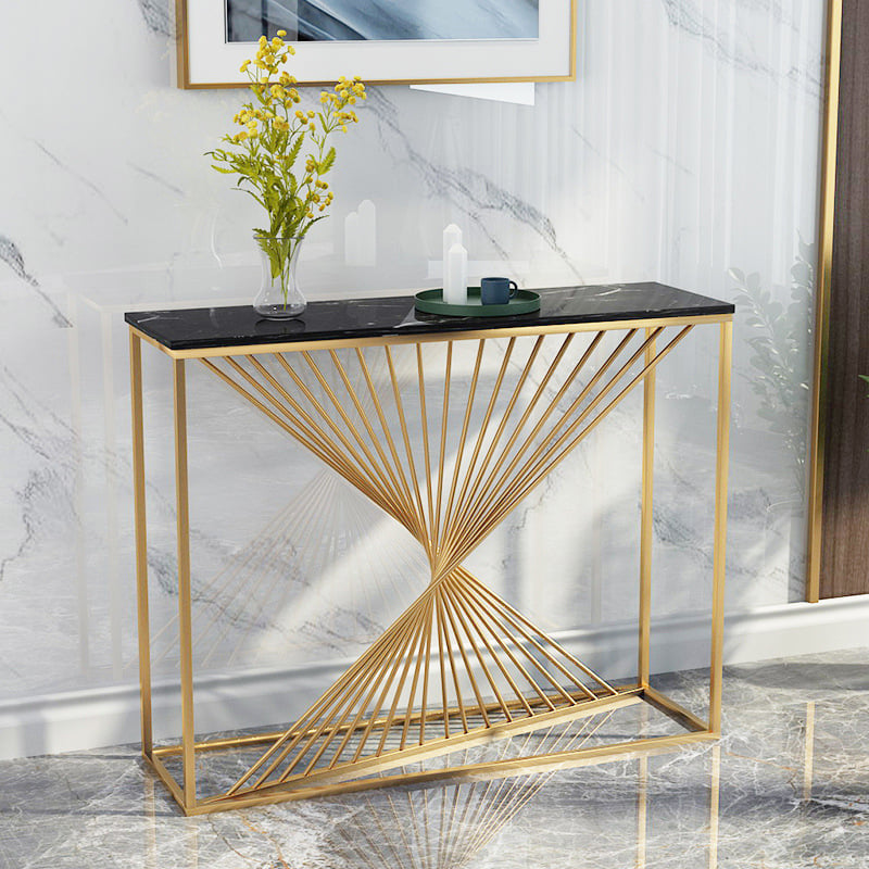 X Style Frame Console/ Hallway Table with Marble/ Sintered ston 140cm Length Black