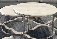 New Double Round Coffee & Side Marble Tables ø80cm ø60cm