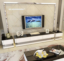 High Gloss TV Unit Or Coffee Table Tempered Glass Top D01