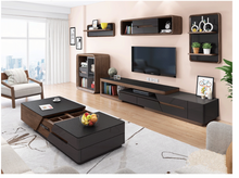 Walnut Black Extendable TV Unit or Multi Space Coffee Table