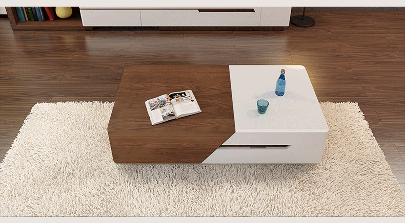 High Gloss & Wooden Grain Extendable TV Unit or Multi Space Coffee Table 709# Brown White Coffee Table