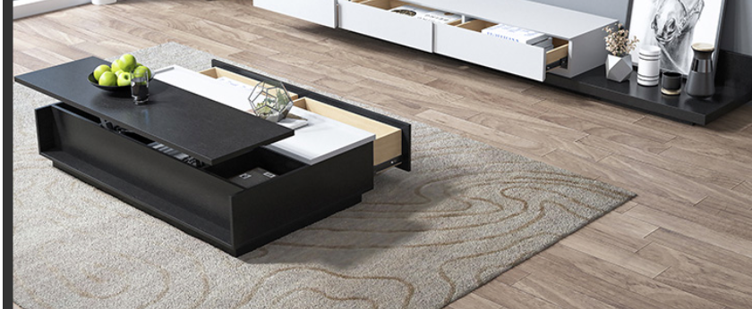 Modern L Style Extendable TV Unit or Matched Colour Pop-Up Multi Space Coffee Table White Black CT