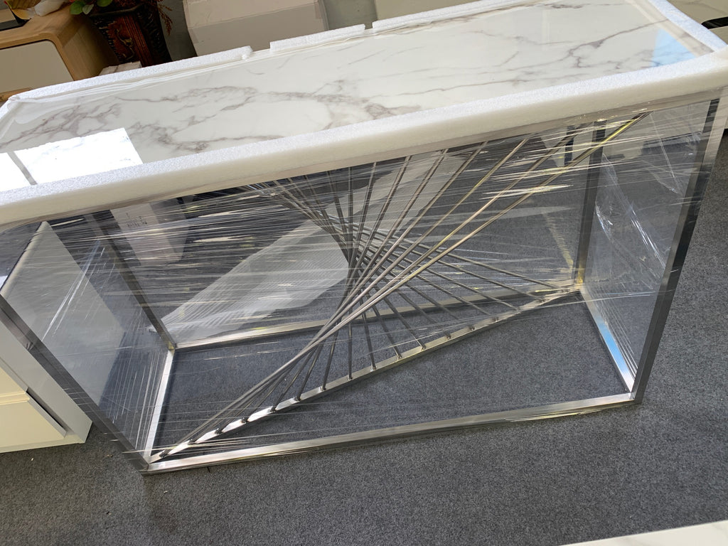 X Style Frame Console/ Hallway Table with Marble/ Sintered ston