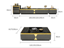 Black Tempered Glass Top Grey Glass Surface Solid Wood TV Unit or Coffee Table