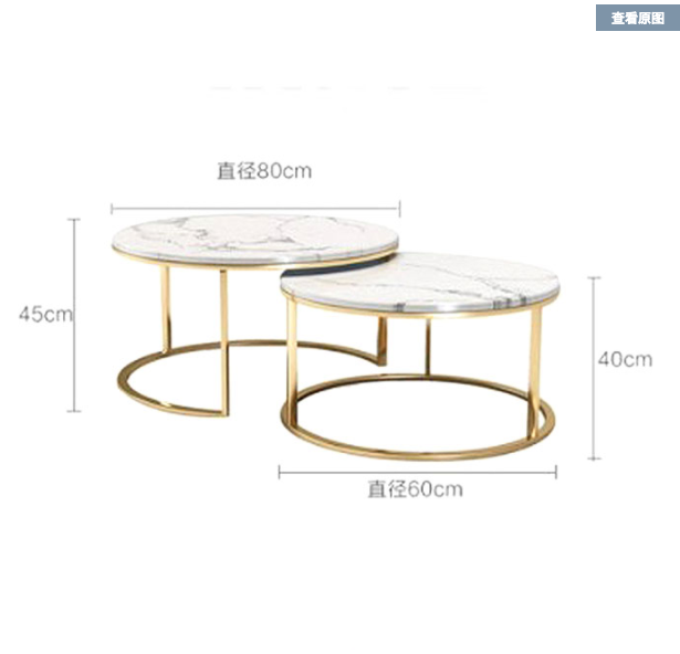 New Double Round Coffee & Side Marble Tables ø80cm ø60cm