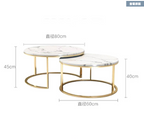 New Double Round Coffee & Side Marble Tables ø80cm ø60cm